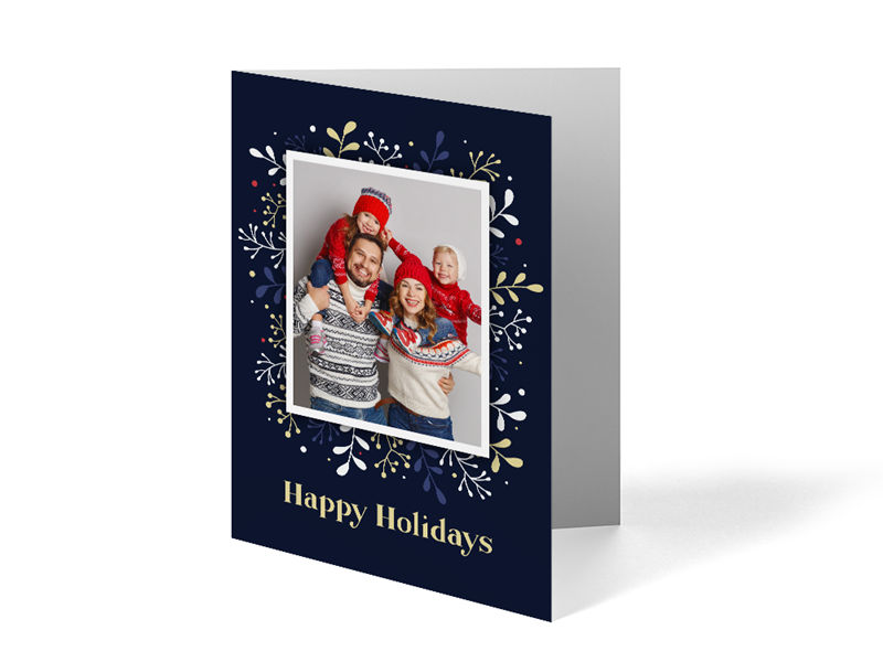 Folded Happy Holidays Card - 1 Photo