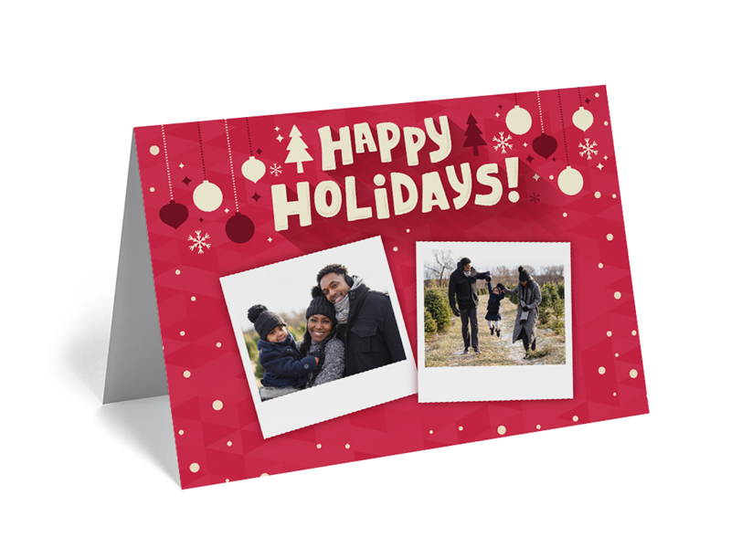 Folded Happy Holidays Card - 2 Photos