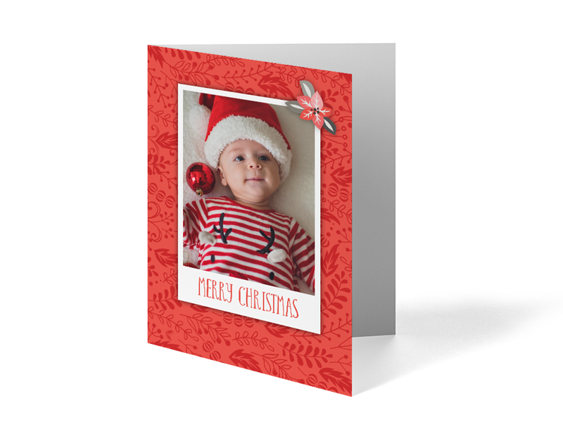 Folded Merry Christmas Card - 1 Photo
