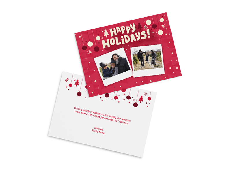 Flat Happy Holidays Card - 2 Photos