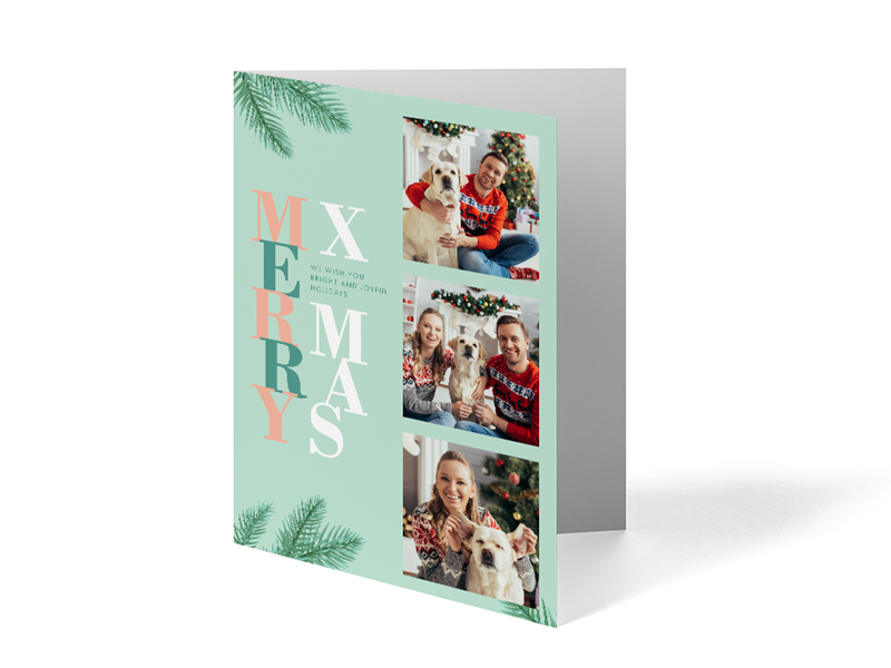 Folded Merry XMas Card - 3 Photos
