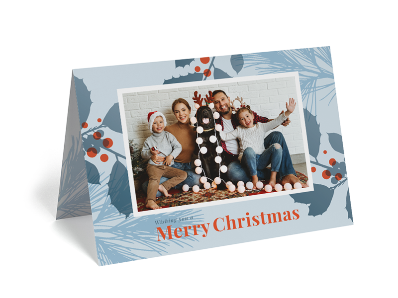 Folded Merry Christmas Wish Card - 1 Photo