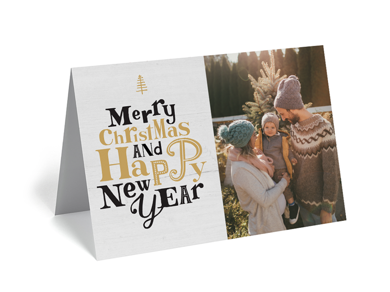 Folded Merry Christmas and Happy New Year Card - 1 Photo